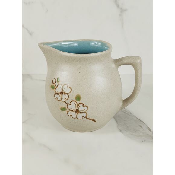The Pigeon Forge Pottery Dogwood Floral Pitcher Jug Creamer Sugar Bowl x3 Vtg - Picture 3 of 16